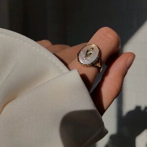 New 18K Gold Vermeil Sterling Silver 925 Framed Tulip Adjustable Ring